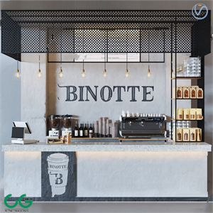 Industrial style cafe bar 3d model